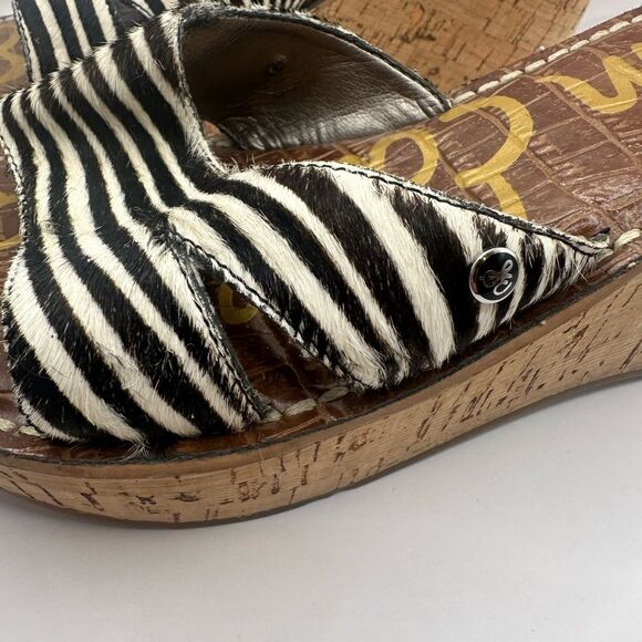 Sam Edelman Reid calf hair zebra print slide wedge sandals Size 8 - Picture 4 of 7